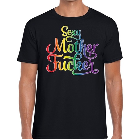Sexy mother fucker gaypride shirt zwart voor heren