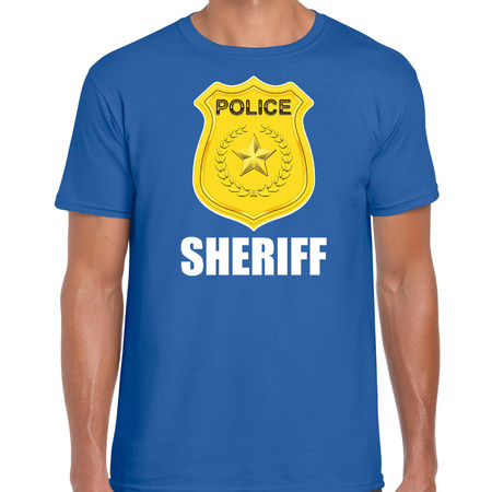 Sheriff police / politie embleem t-shirt blauw voor heren