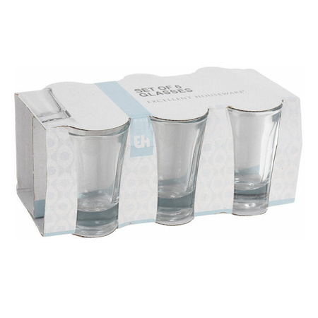 Shotglazen/borrelglaasjes - 6x stuks - glas - transparant - 40 ml