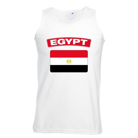 Singlet shirt/ tanktop Egyptische vlag wit heren