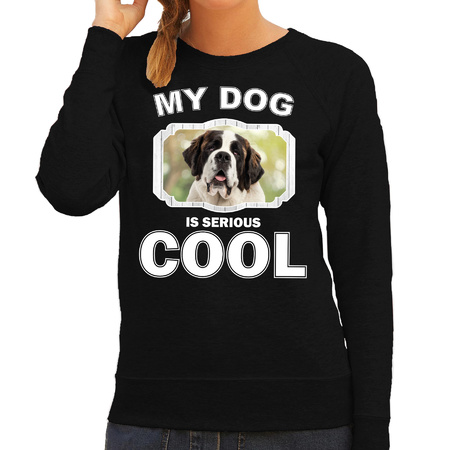 Saint bernard  dog sweater my dog is serious cool black for women