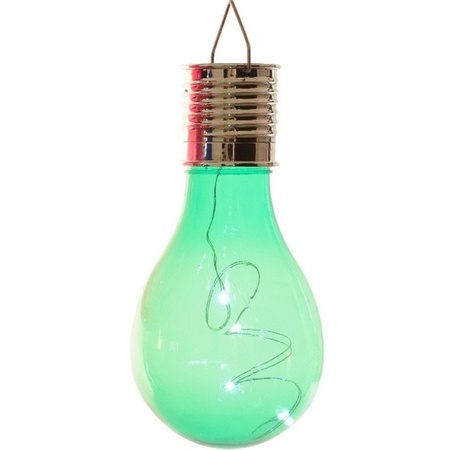 1x Outdoor/garden LED green pear bulb solar light 14 cm