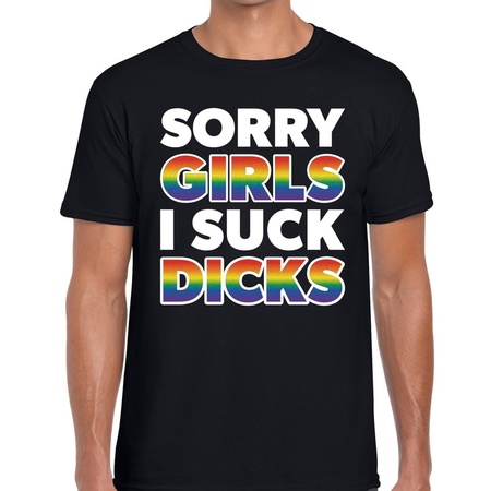 Sorry girls i suck dicks gaypride t-shirt black men