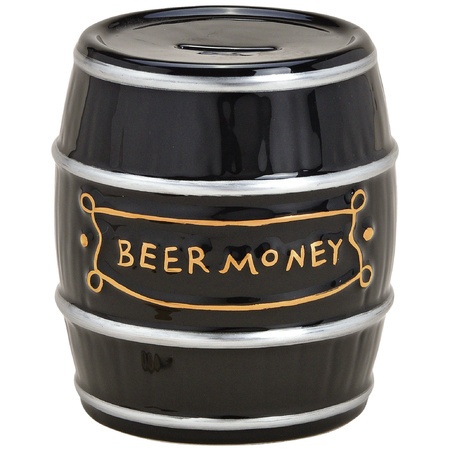 Spaarpot voor volwassenen Beermoney - Keramiek - Bier vat/ton - 13 x 14 cm