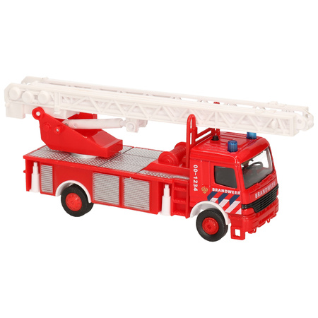 Speelgoed brandweerwagen met ladder 15 cm