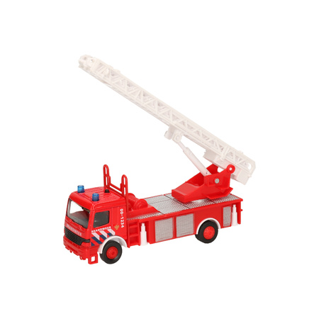 Speelgoed brandweerwagen met ladder 15 cm