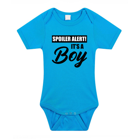 Spoiler alert boy gender reveal baby rompertje blauw jongens
