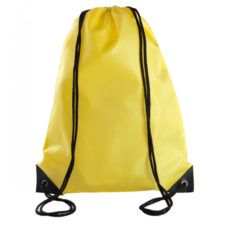 Sport gymtas/draagtas geel met rijgkoord 34 x 44 cm van polyester