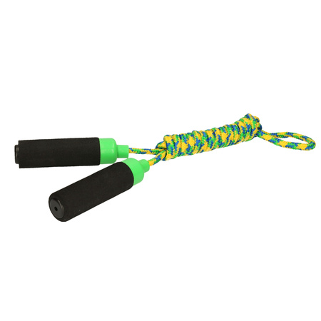 Springtouw speelgoed met Foam handvat - groen touw - 210 cm - buitenspeelgoed