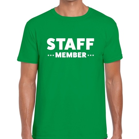 Staff member / personeel tekst t-shirt groen heren