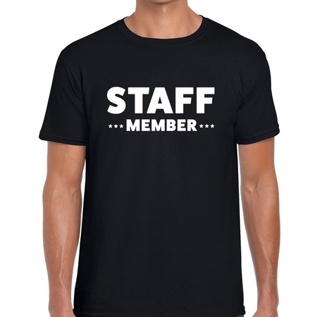 Staff member / personeel tekst t-shirt zwart heren