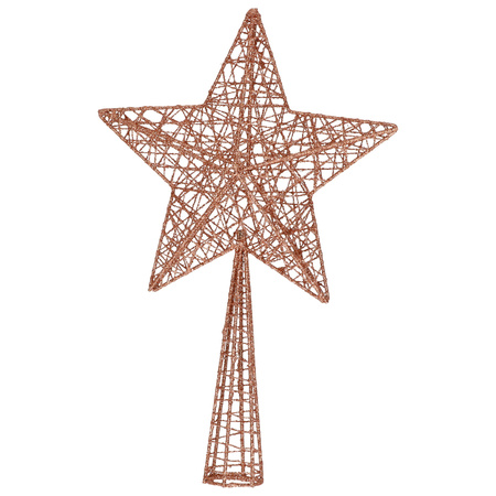 Ster piek - bruin - 28 cm - draad kerstpiek - kerstboompiek - kunststof