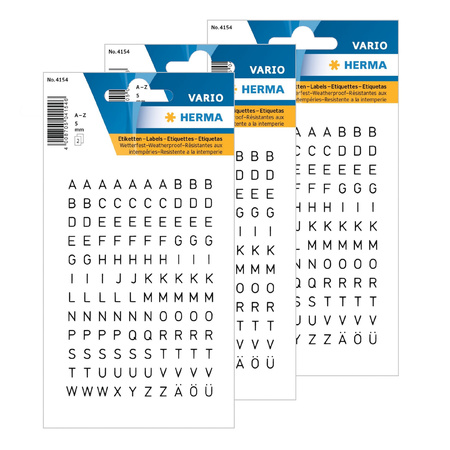 Stickervelletjes met 720x stuks alfabet plak letters A-Z zwart/transparant 5 mm