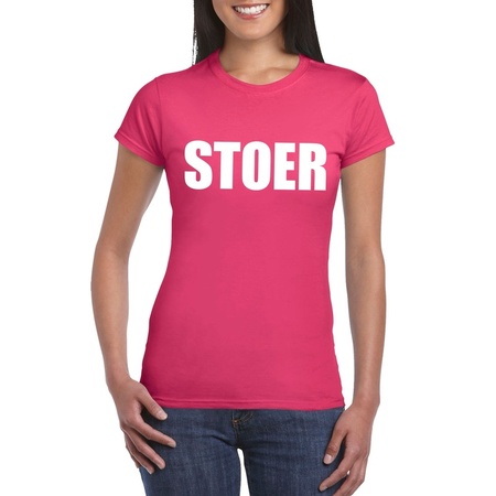 Stoer tekst t-shirt roze dames