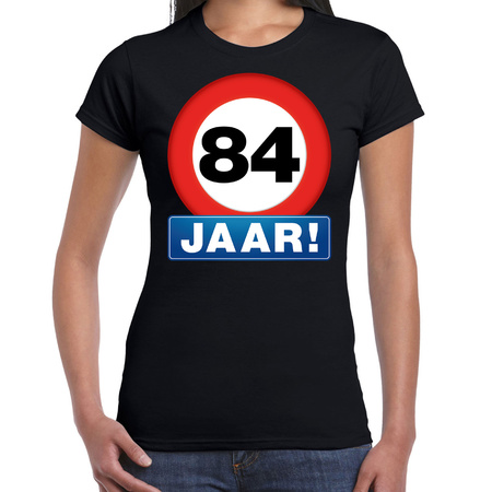 Stopsign 84 jaar t-shirt black for women
