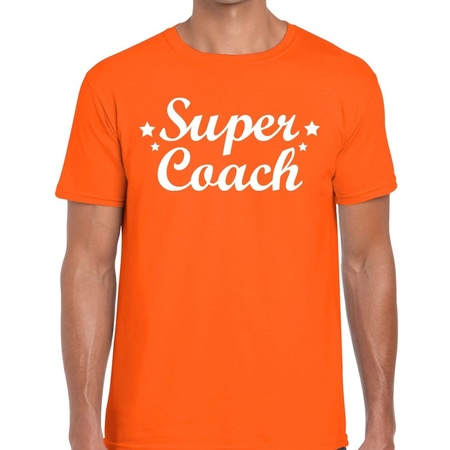 Super Coach cadeau t-shirt oranje voor heren
