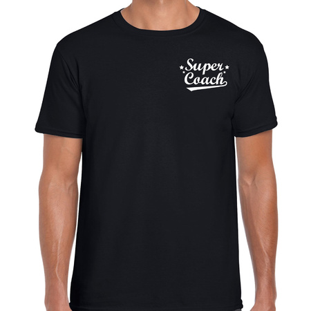 Super coach cadeau t-shirt zwart op borst voor heren