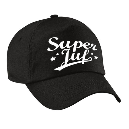 Super juf cadeau pet /cap zwart voor dames