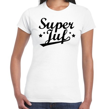 Super juf cadeau t-shirt wit voor dames