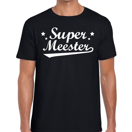 Super meester cadeau t-shirt zwart heren
