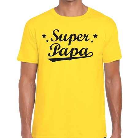 Super papa cadeau t-shirt geel voor heren