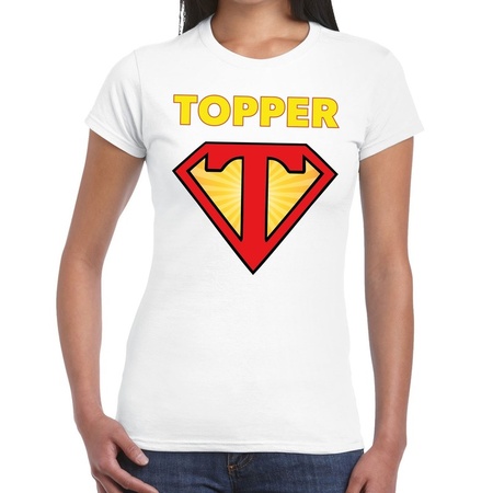 Super Topper logo t- shirt wit dames