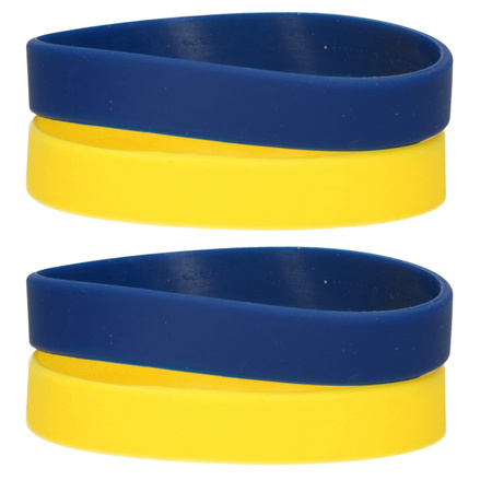 Supporters Oekraine set van 4x polsbandjes blauw en geel