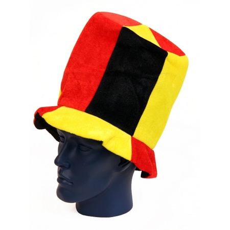 Supporters verkleed kleding hoge hoed - vlag Belgie kleuren - polyester - volwassenen