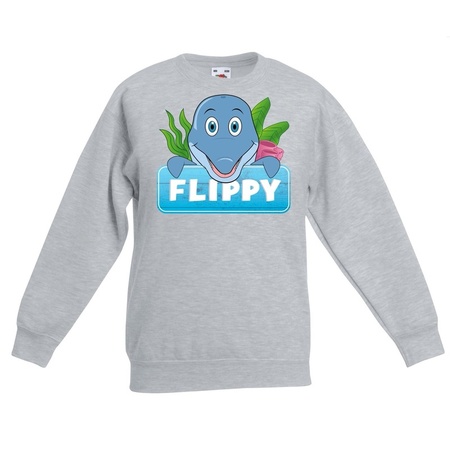 Sweater grijs voor kinderen met Flippy de dolfijn