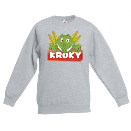 Sweater grijs voor kinderen met Kroky de krokodil