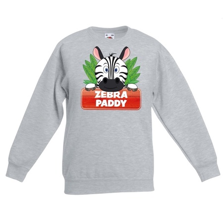 Sweater grijs voor kinderen met Paddy de zebra