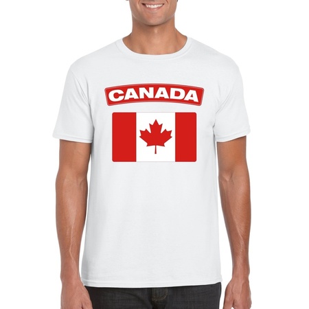 T-shirt met Canadese vlag wit heren