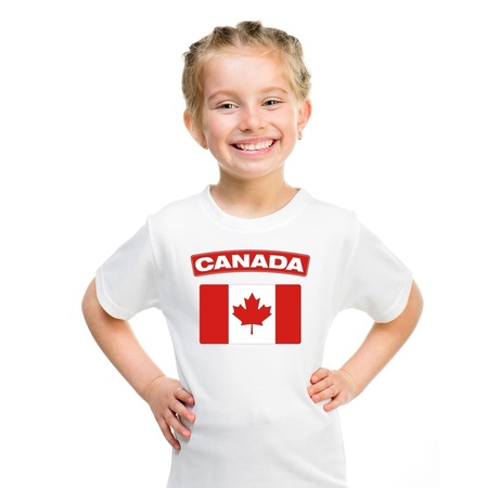 T-shirt met Canadese vlag wit kinderen