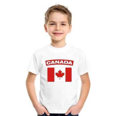 T-shirt met Canadese vlag wit kinderen