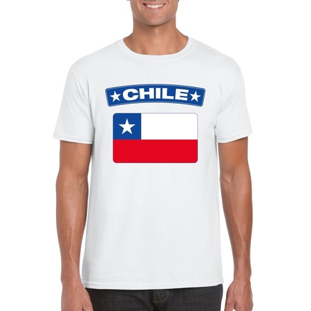 T-shirt met Chileense vlag wit heren