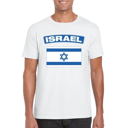 T-shirt met Israelische vlag wit heren
