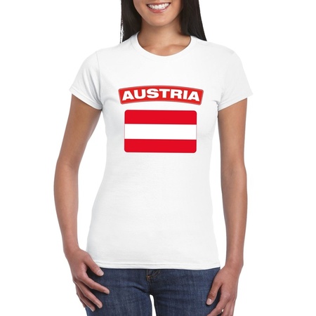 T-shirt met Oostenrijkse vlag wit dames
