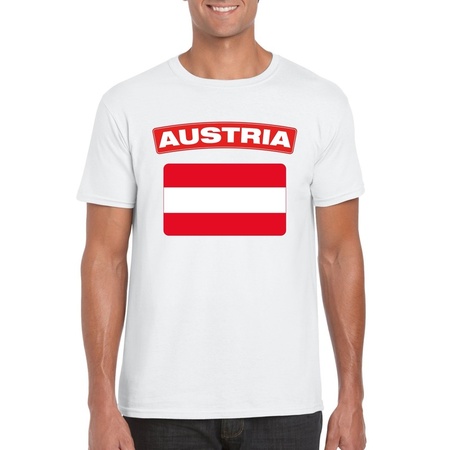 T-shirt met Oostenrijkse vlag wit heren