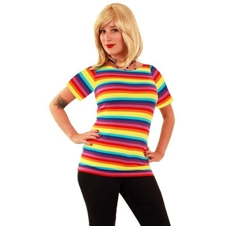 T-shirt with rainbow stripes for women