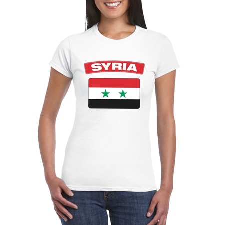 T-shirt met Syrische vlag wit dames