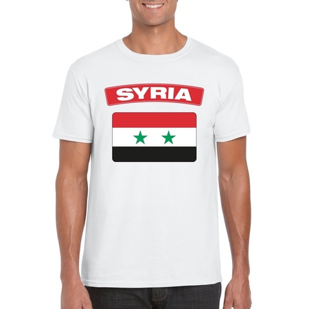 T-shirt met Syrische vlag wit heren