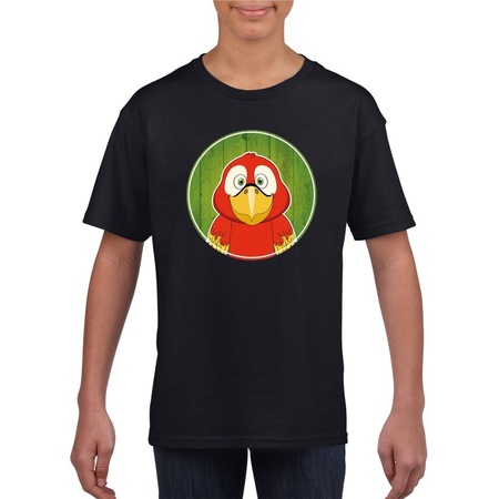 T-shirt papegaai zwart kinderen