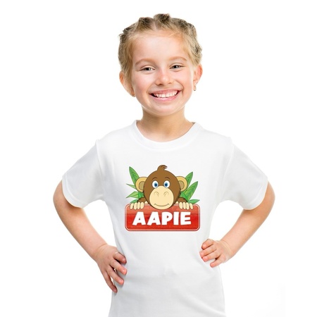 T-shirt wit voor kinderen met Aapie het aapje