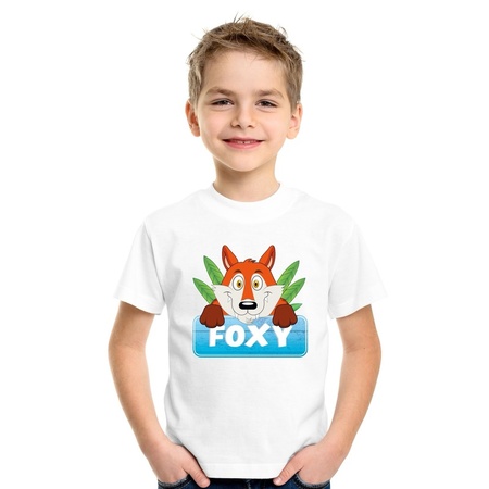 T-shirt wit voor kinderen met Foxy de vos