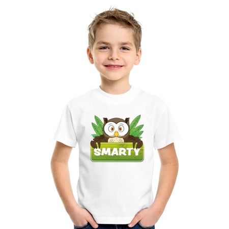 T-shirt wit voor kinderen met Smarty de uil