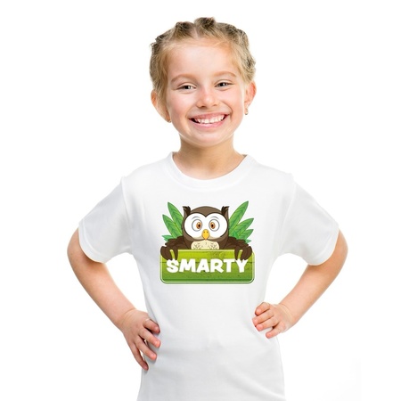 T-shirt wit voor kinderen met Smarty de uil