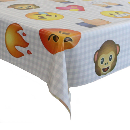 Tafelzeil/tafelkleed met emoji print 140 x 250 cm
