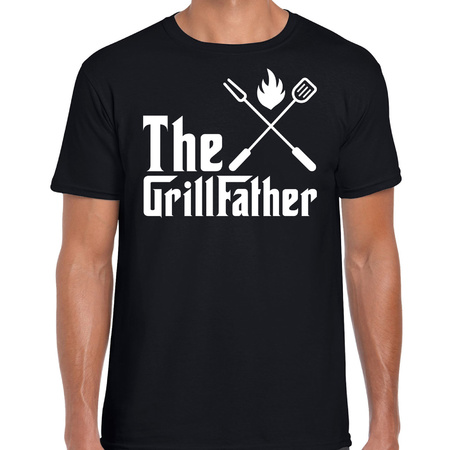 The Grillfather bbq / barbecue cadeau t-shirt zwart voor heren