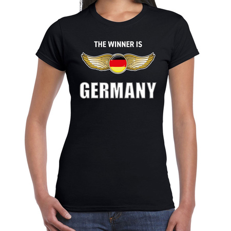 The winner is Germany / Duitsland t-shirt zwart voor dames