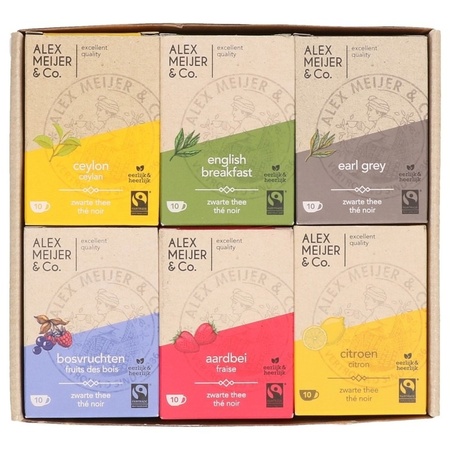 Teabox with assorted teabags 6 flavors